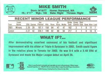 2002 Donruss The Rookies - 2002 Donruss Originals Update #412 Mike Smith Back