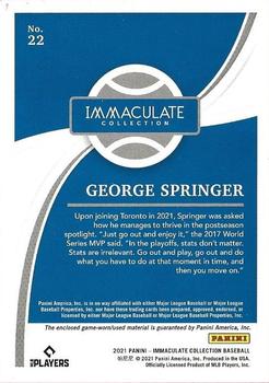 2021 Panini Immaculate Collection - Pink #22 George Springer Back