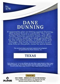 2021 Panini Immaculate Collection - Rookie Patch Autographs Button #174 Dane Dunning Back