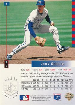 1993 SP #6 John Olerud Back