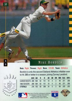 1993 SP #37 Mike Bordick Back