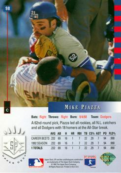1993 SP #98 Mike Piazza Back