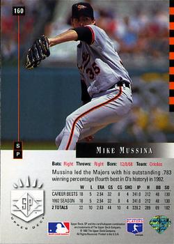 1993 SP #160 Mike Mussina Back