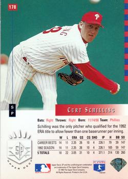 1993 SP #178 Curt Schilling Back