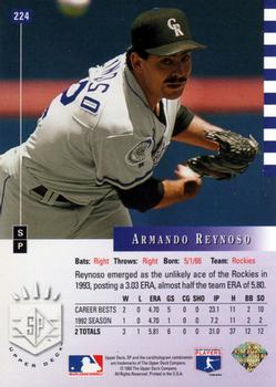 1993 SP #224 Armando Reynoso Back