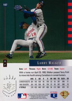 1993 SP #107 Larry Walker Back