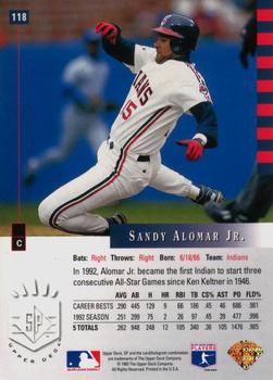 1993 SP #118 Sandy Alomar Jr. Back