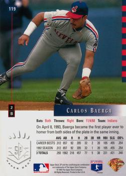 1993 SP #119 Carlos Baerga Back