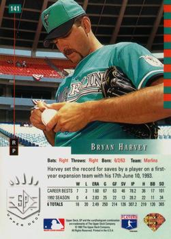 1993 SP #141 Bryan Harvey Back