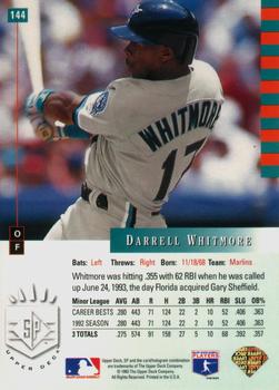 1993 SP #144 Darrell Whitmore Back