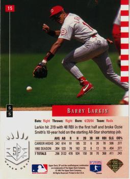 1993 SP #15 Barry Larkin Back