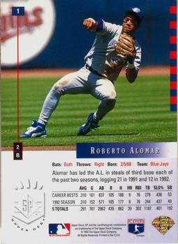1993 SP #1 Roberto Alomar Back