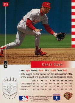 1993 SP #215 Chris Sabo Back
