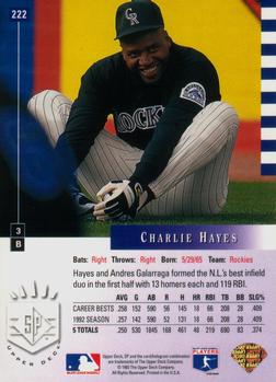 1993 SP #222 Charlie Hayes Back