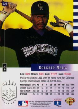 1993 SP #223 Roberto Mejia Back