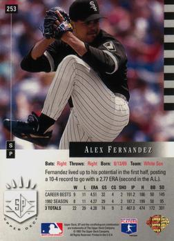 1993 SP #253 Alex Fernandez Back