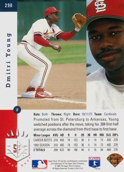 1993 SP #290 Dmitri Young Back
