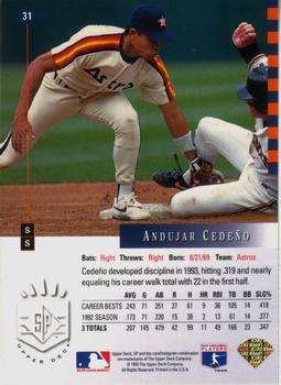 1993 SP #31 Andujar Cedeno Back