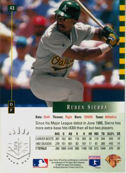 1993 SP #43 Ruben Sierra Back