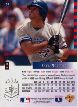 1993 SP #50 Paul Molitor Back