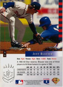 1993 SP #56 Jeff Blauser Back