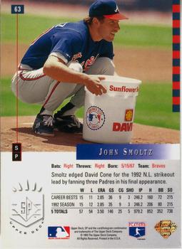 1993 SP #63 John Smoltz Back