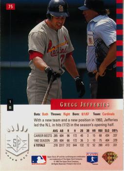1993 SP #75 Gregg Jefferies Back