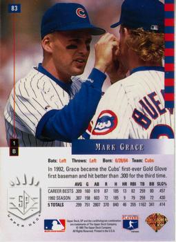 1993 SP #83 Mark Grace Back