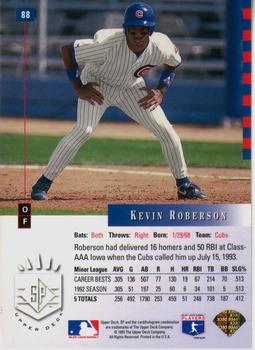 1993 SP #88 Kevin Roberson Back