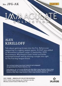 2021 Panini Immaculate Collection - Jumbo Fielding Glove #JFG-AK Alex Kirilloff Back