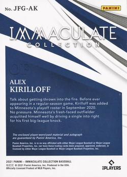2021 Panini Immaculate Collection - Jumbo Fielding Glove Platinum #JFG-AK Alex Kirilloff Back