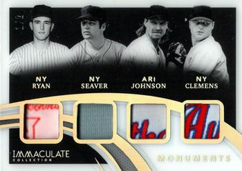 2021 Panini Immaculate Collection - Monuments Laundry Tags #M-PIT Nolan Ryan / Roger Clemens / Tom Seaver / Randy Johnson Front
