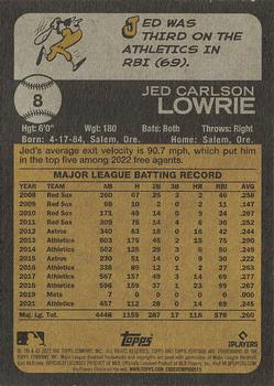 2022 Topps Heritage #8 Jed Lowrie Back