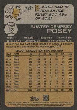 2022 Topps Heritage #13 Buster Posey Back