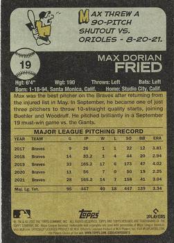 2022 Topps Heritage #19 Max Fried Back
