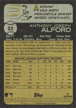 2022 Topps Heritage #22 Anthony Alford Back