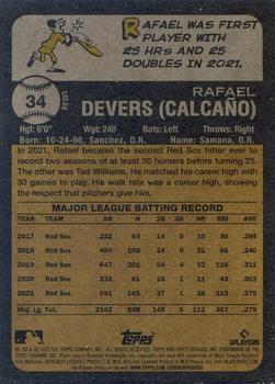 2022 Topps Heritage #34 Rafael Devers Back