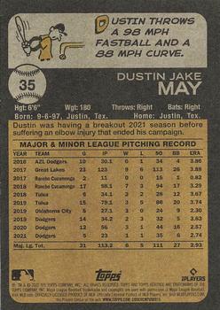 2022 Topps Heritage #35 Dustin May Back