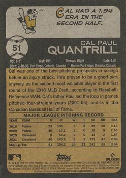 2022 Topps Heritage #51 Cal Quantrill Back