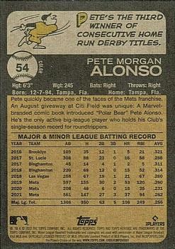 2022 Topps Heritage #54 Pete Alonso Back