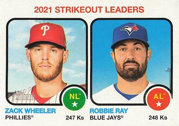 2022 Topps Heritage #61 2021 Strikeout Leaders (Zack Wheeler / Robbie Ray) Front