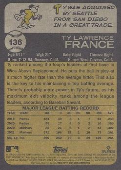2022 Topps Heritage #136 Ty France Back