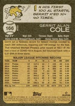 2022 Topps Heritage #166 Gerrit Cole Back