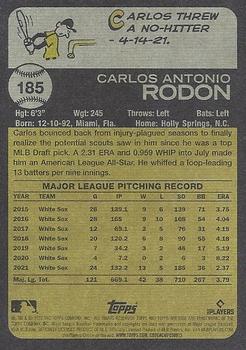 2022 Topps Heritage #185 Carlos Rodon Back