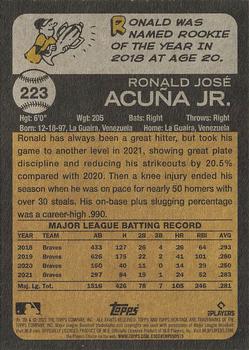 2022 Topps Heritage #223 Ronald Acuña Jr. Back