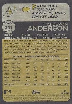 2022 Topps Heritage #241 Tim Anderson Back