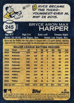 2022 Topps Heritage #245 Bryce Harper Back