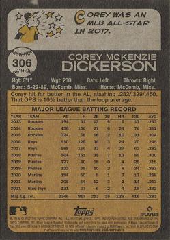 2022 Topps Heritage #306 Corey Dickerson Back