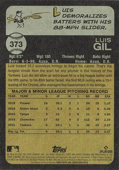 2022 Topps Heritage #373 Luis Gil Back