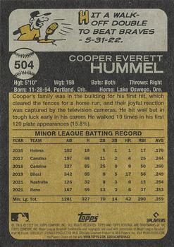 2022 Topps Heritage #504 Cooper Hummel Back